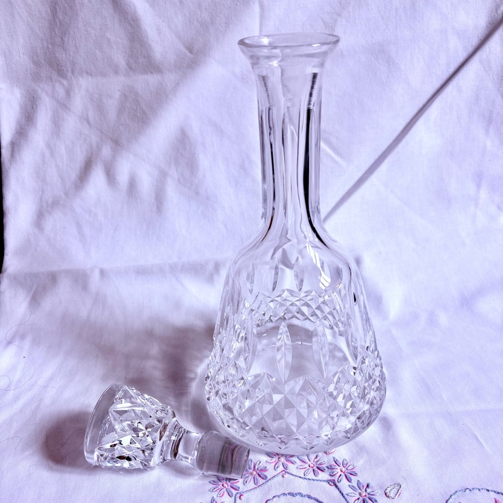Vintage Sparkling Cut Glass Decanter with Stopper